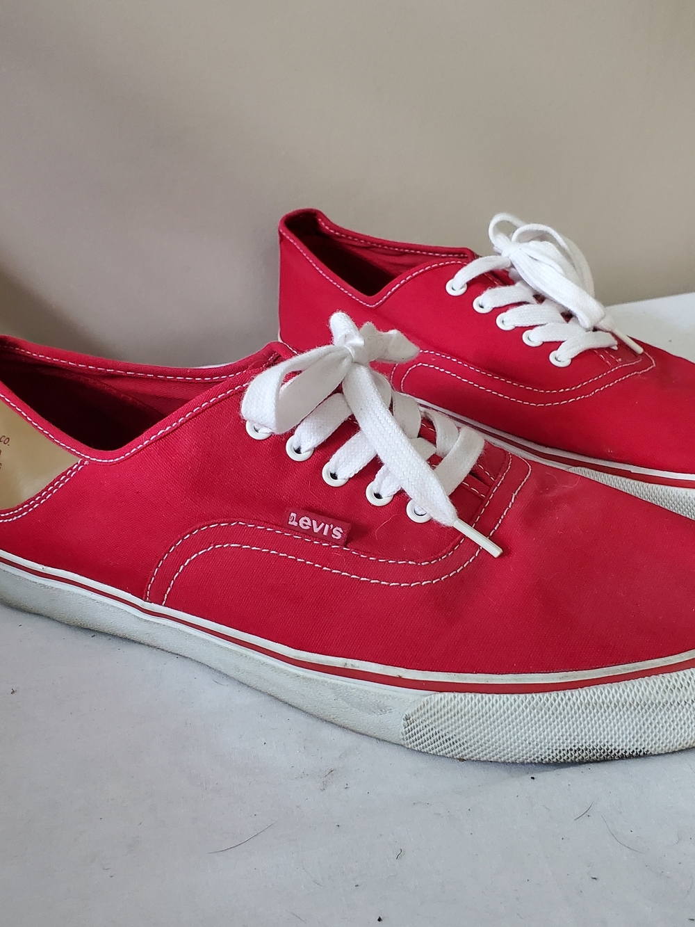 Levi's Women's Red Canvas Low-Top Sneakers with White Laces